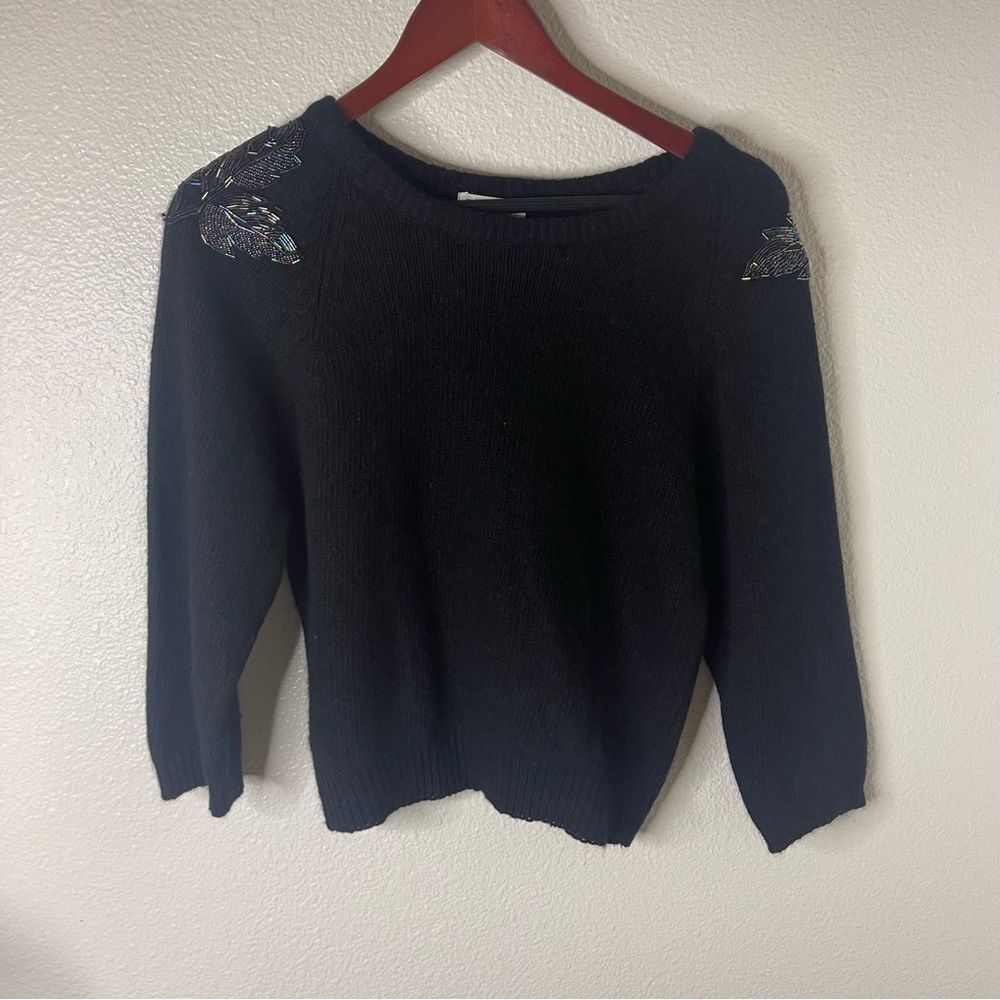 Vintage SML Sport Silk Angora Sweater Size Large Embellished Beaded 80s